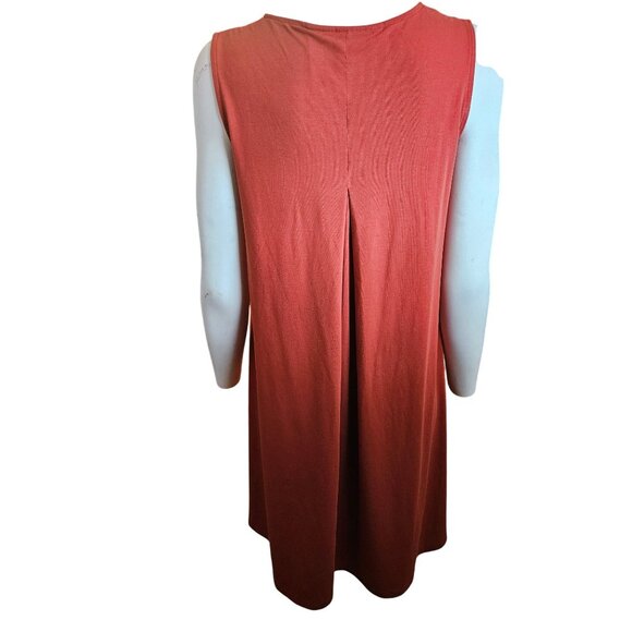 2/$35- Uniqlo Sleeveless Rust Orange A-Line/Swing Dress Women Small Minimalist - Picture 3 of 9